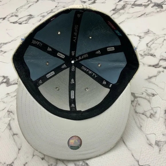 Men's New Era Cap Vintage Off White | Sky Blue 59Fifty Hat NWT - Picture 5 of 6